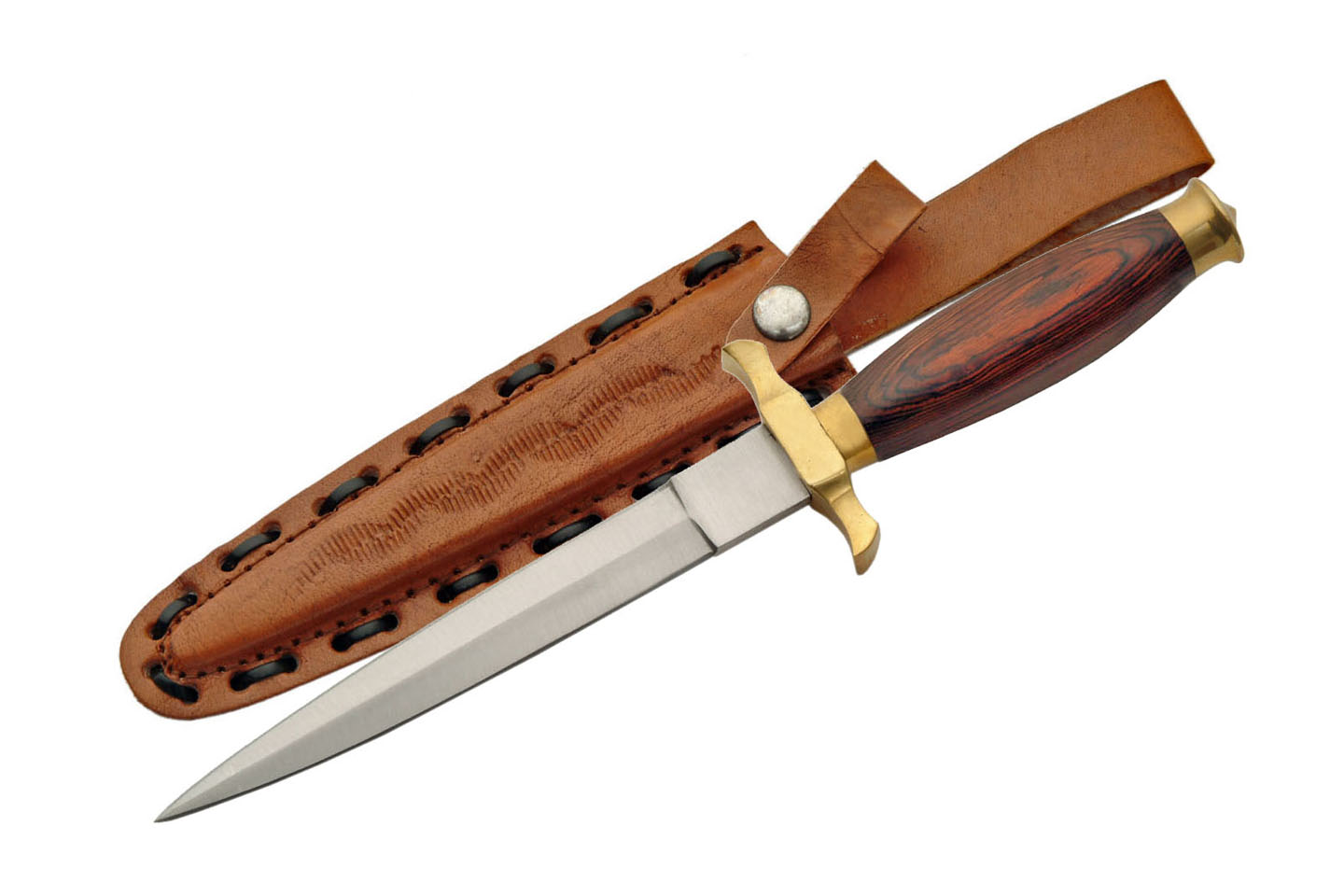 Forged Guard Details about   10'' long DAGGER leather Stacked Handle & Sheath Double Edged 