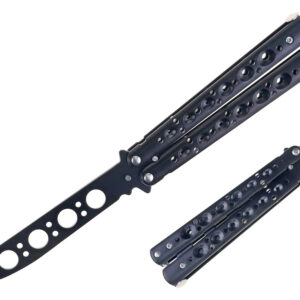 Butterfly Balisong Trainer Knife. Dull Stainless steel Blade Practice Knife. NEW Black