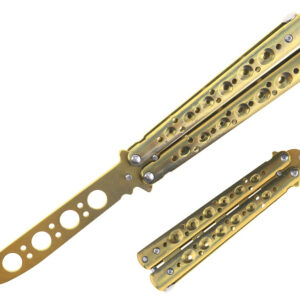 Butterfly Balisong Trainer Knife. Dull Blade Stainless steel Practice Knife. NEW Golden